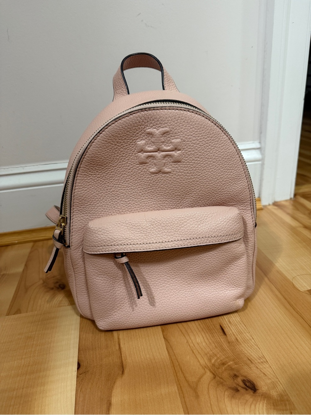 Tory Burch Pale Pink Pebbled Leather Mini Backpack